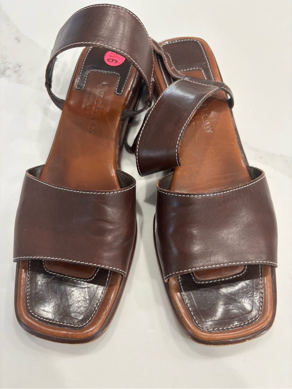Cole Haan Brown Leather Slide Sandals